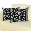 Chic Noir Abstract Cushion: Black Print on White Poly Chiffon Fabric