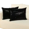 Luxurious Black Faux Fur Pillow with Patent Leather