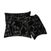 Black Poly Crepe Pillow with White Lining Faces(Set of 2)