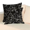 Black Poly Crepe Pillow with White Lining Faces(Set of 2)