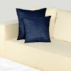 Elegant Navy Blue crochet Large Pillow with Silk Accents