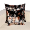 Black Silk Velour Pillow with Nature Painting