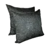 Black Crocodile Quilted Pillow in Italian Fabric