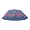 Indigo Denim Pillow with Pink Floral Embroidery