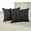 Black Satin Carved Lines Throw Pillow