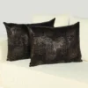 Bronze Elegance: Sequined Poly Linen Cotton Pillow in Earth Tones