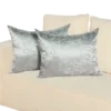 Silver Grey Silk Pillow with White Embroidery Swirls