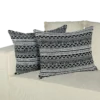 Nautical Elegance Pillow: Off-White with Black Naval Pattern Throw Pillow