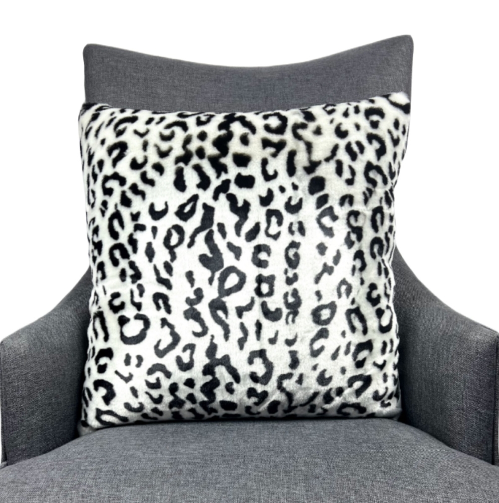 Snow Leopard Faux Fur Throw Pillow