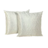 White Silk-Satin Pillow with Swirls and Leaf Embroidery