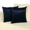 Navy Blue Quilted Silk-Satin Pillow with Leaf Embroidery