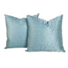 Baby Blue Quilted Silk-Stan Pillow with Leaf Embroidery