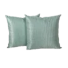 Mint Green Quilted Silk-Stan Pillow with Leaf Embroidery