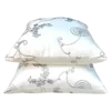 White Silk Throw Pillow with Silver Swirls Embroidery (A set of 2)