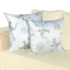 White Silk Throw Pillow with Silver Swirls Embroidery (A set of 2)