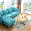 Comfortable Blue Color 4 seaters Fabric Sofa