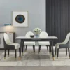 Marble dining table and chair furniture adjustable length table and chairs set