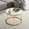 Marble Texture Wrought Iron Minimalist Coffee Table