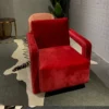 Luxury Modern Design Red Velvet Fabric Backrest Lounge Arm Chair