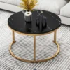 Marble Texture Wrought Iron Minimalist Coffee Table