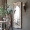 Large decorative plain retro white wood wall mirror