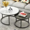 Marble Texture Wrought Iron Minimalist Coffee Table