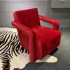 Luxury Modern Design Red Velvet Fabric Backrest Lounge Arm Chair