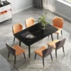 Italian white black marble rectangular modern luxury dining table