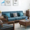 Japanese Style Brown 3 seaters Solid Wood Sofa