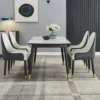 Marble dining table and chair furniture adjustable length table and chairs set