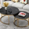 Marble Texture Wrought Iron Minimalist Coffee Table