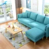 Comfortable Blue Color 4 seaters Fabric Sofa