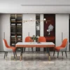 Customized Modern Home Furniture Rectangle Luxury Real Natural Marble Top Dining Table Set