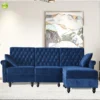 Shaped velvet modular sofa