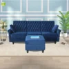 Shaped velvet modular sofa