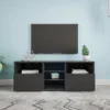 Modern wood wicker classic led light TV stand table with fireplace