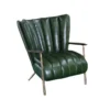 Retro vintage green leather armchair metal