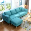 Comfortable Blue Color 4 seaters Fabric Sofa