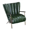 Retro vintage green leather armchair metal