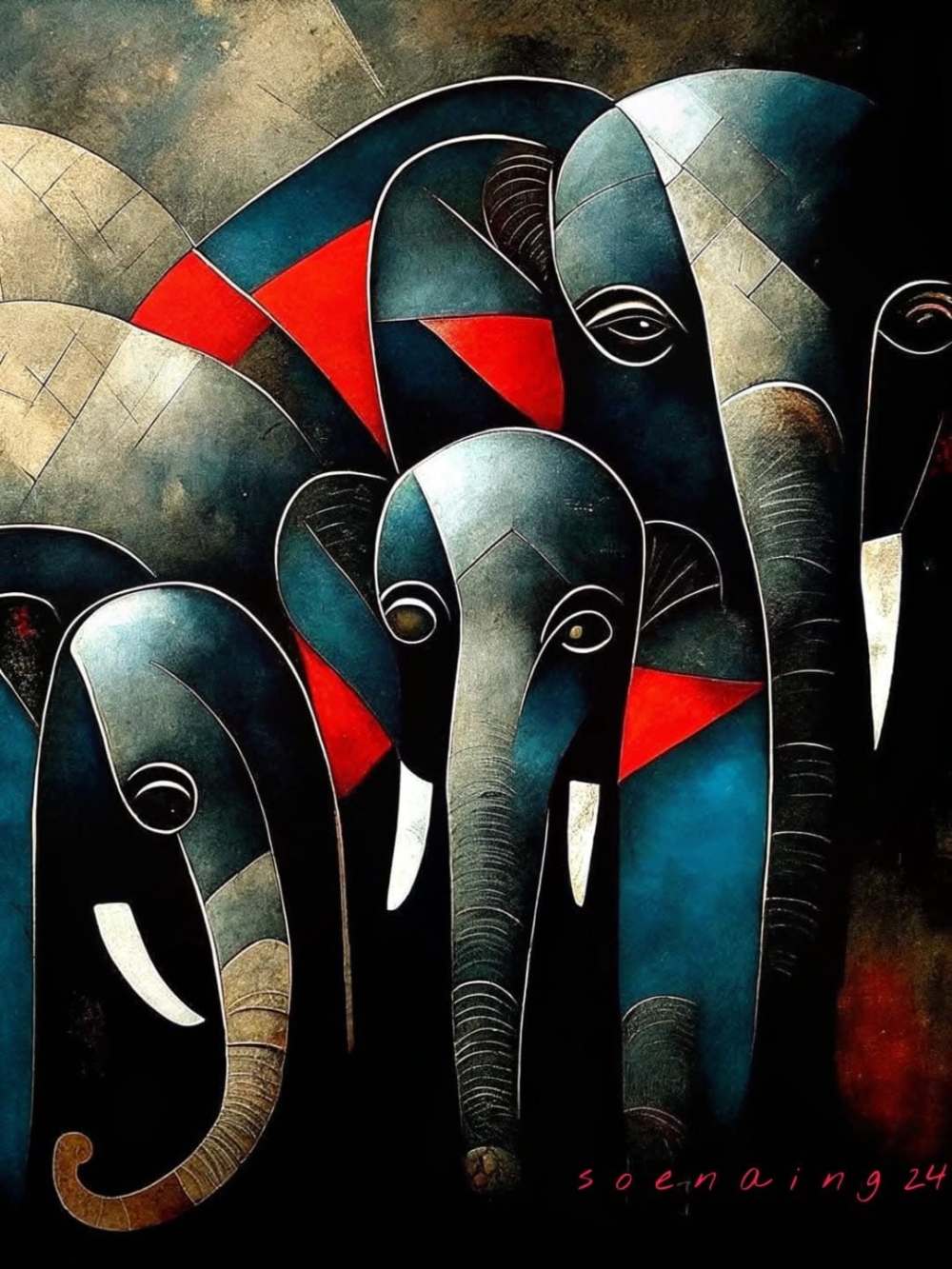 Abstract Elephant Art Colorful Geometric Design