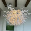 Modern Rectangular Chandelier White Blown Glass Ceiling Mounted