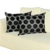 Black Polka Dot Satin Pillow with Grunge Lines on Off-White