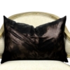 Chic shiny bronze decorative pillows with bronze reflective circle patterned fabric